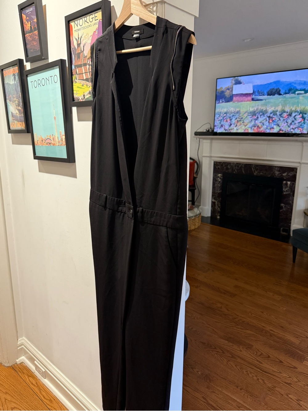 Rudsak Sleeveless Black Jumpsuit with Zip Detail at shoulders